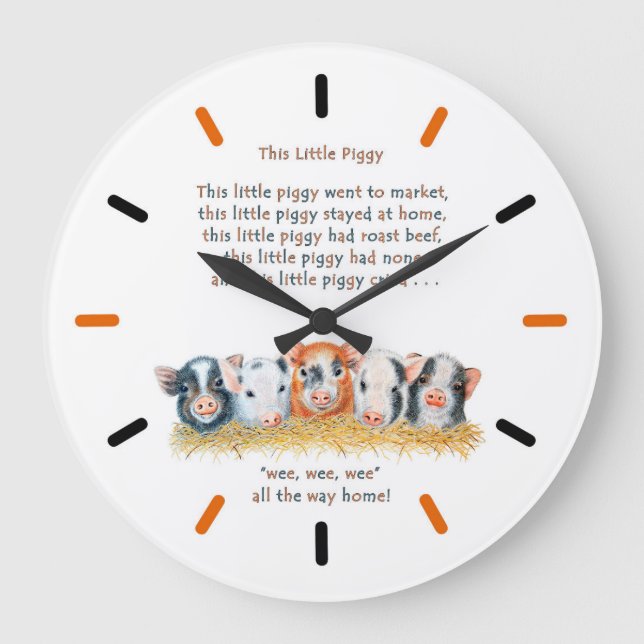 This Little Piggy Acrylic Wall Clock (Front)
