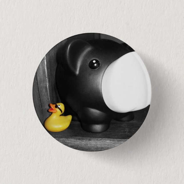 'This Little Piggy' Rubber Duck Button (small) (Front)