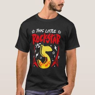 This Little Rock Star Is 5 Kids Guitar 5th Birthda T-Shirt