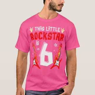 This Little Rock Star Is 6 Guitar 6Th Birthday Par T-Shirt