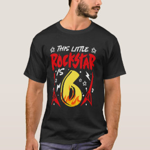 This Little Rock Star Is 6 Kids Guitar 6th Birthda T-Shirt