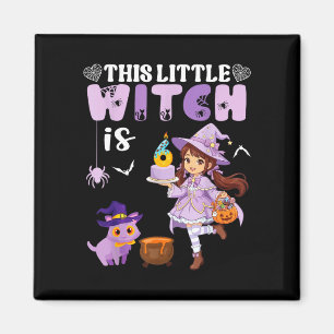 This little witch is 6 years old birthday magnet