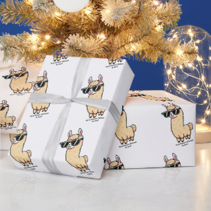 This Llama Drama Is Real quirky pose in sunglasses Wrapping Paper