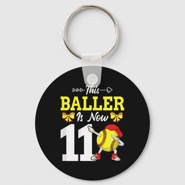 This Ller Is Now 11 Dabbing Softll 11th Birthday G Key Ring (Front)