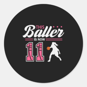 This Ller Is Now 11 Year Old Sketll 11th Birthday  Classic Round Sticker