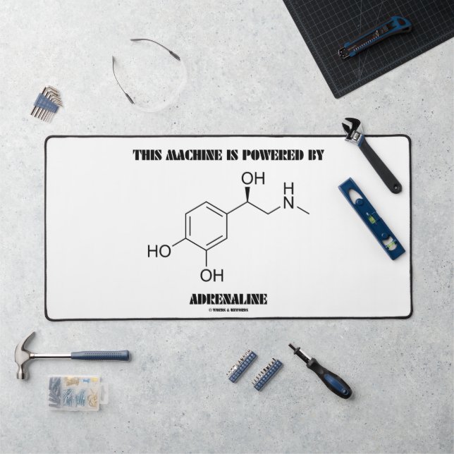 This Machine Is Powered By Adrenaline Molecule Desk Mat (Workstation)