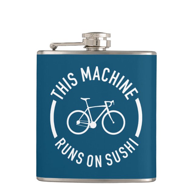 This Machine Runs On Sushi Bicycle Hip Flask (Front)