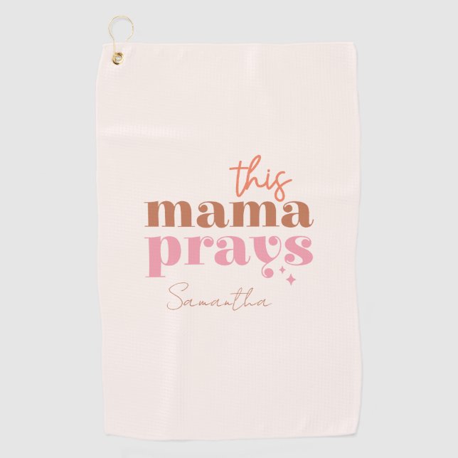 This Mama Prays - Rustic Boho Design Golf Towel (Front)