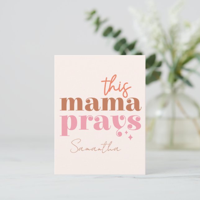 This Mama Prays - Rustic Boho Design Postcard (Standing Front)