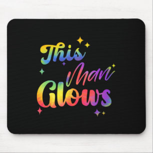 This Man Glows Happy Father's Day Tie Dye Dad Colo Mouse Pad
