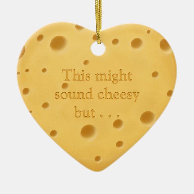 "This might sound cheesy" Cute Romantic Valentine Ceramic Tree Decoration (Front)