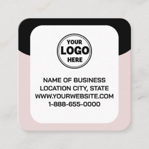 This modern and sleek black   Logo and QR Code Square Business Card