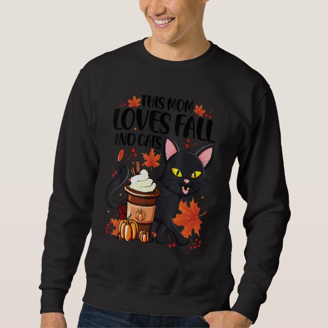 This Mom Loves Fall And Cats Tis The Season For Au Sweatshirt (Front)