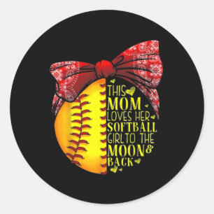 This Mom Loves Her Softll Girl To The Moon And Ck Classic Round Sticker