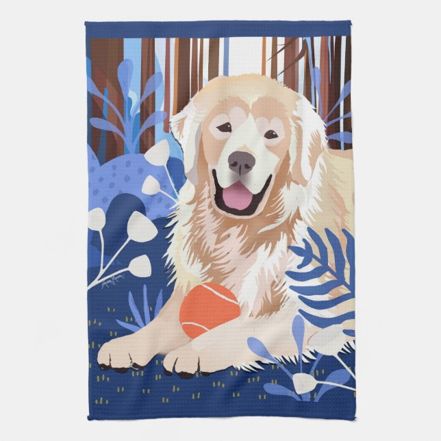 THIS MUCH IS TRUE Golden Retriever kitchen towel (Vertical)
