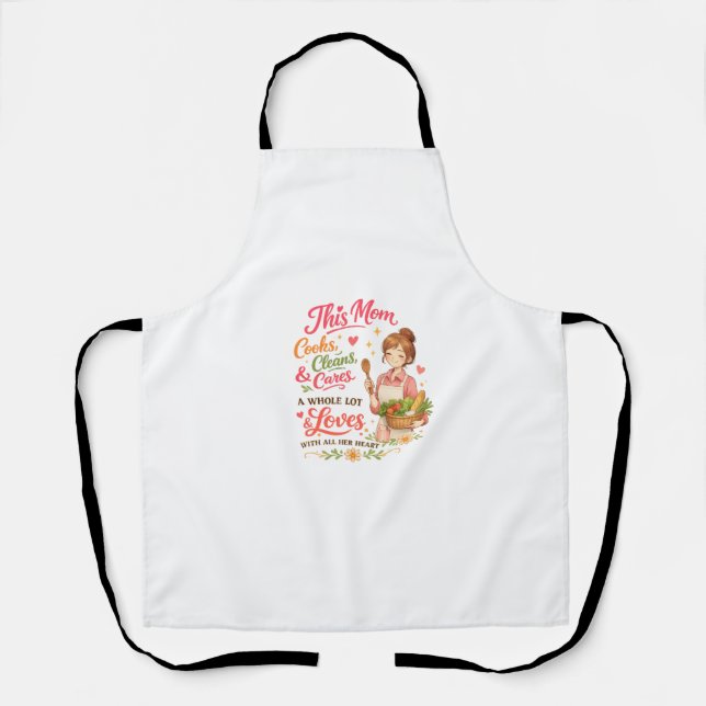 This Mum Cooks with Love Cute Kitchen Apron Gift (Front)