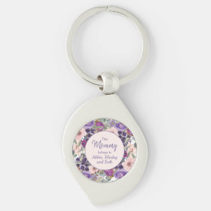 This Mummy Belongs To Pink Purple Floral Key Ring