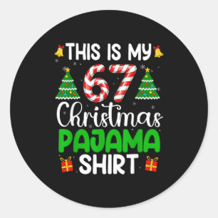 This My 67 Christmas Pajamas Funny Six Seven Meme  Classic Round Sticker