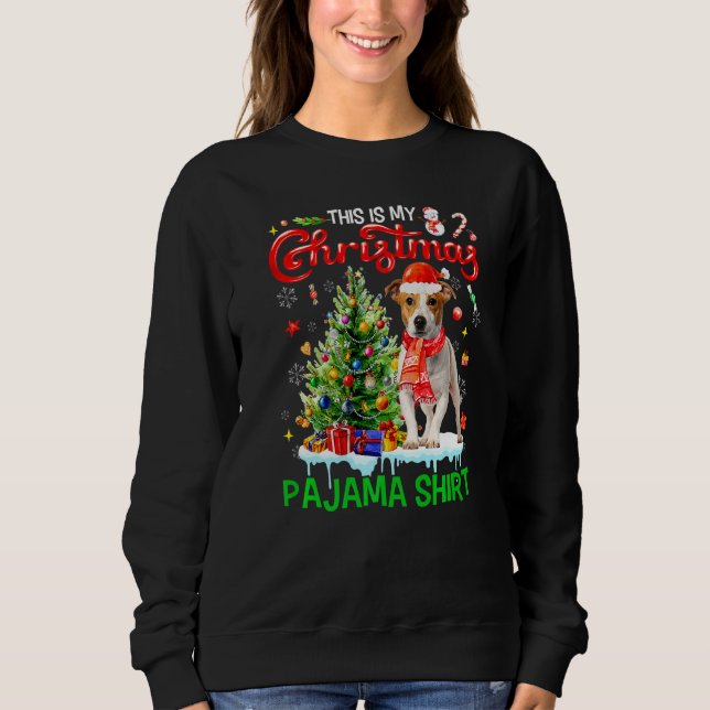 This My Christmas Pajama  Jack Russell Scarf Santa Sweatshirt (Front)