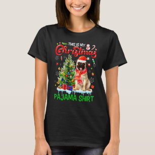 This My Christmas Pajama  Pug Scarf Santa Xmas T-Shirt