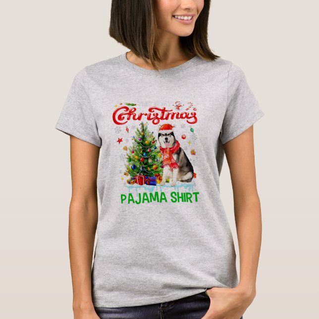 This My Christmas Pajama Siberian Husky Scarf T-Shirt (Front)