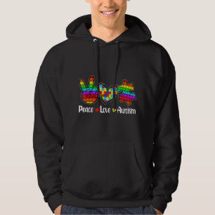 This Novelty Poppin With Sayings "Peace Love Autis Hoodie