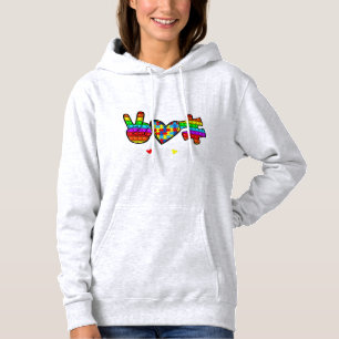 This Novelty Poppin With Sayings "Peace Love Autis Hoodie