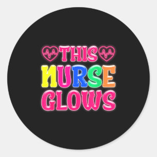 This Nurse Glows Nursing Glow Retro  Classic Round Sticker