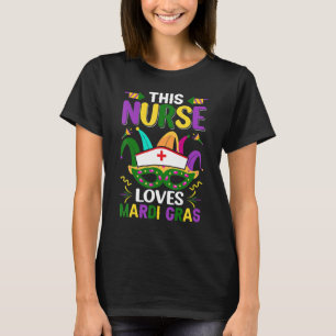 This Nurse Loves Mardi Gras Mask Ribbons 1 T-Shirt