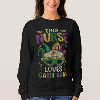 This Nurse Loves Mardi Gras Mask Ribbons_2 Sweatshirt