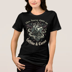 This Nurse Runs on Caffeine and Curses Halloween Tri-Blend Shirt