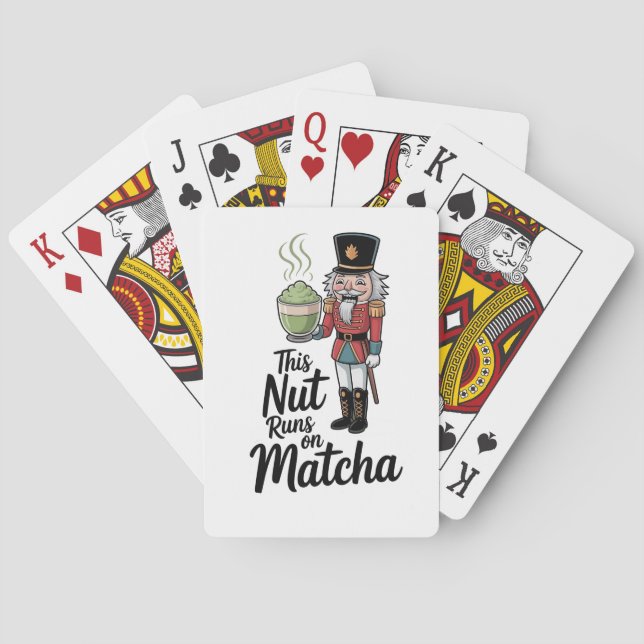 This Nut Runs on Matcha Christmas Nutcracker  Playing Cards (Back)
