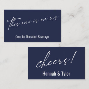 This One is On Us Navy Blue Drink Ticket Enclosure Card