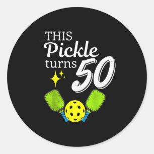 This pickle turns 50 pickleball 50th birthday classic round sticker