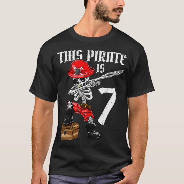 This Pirate is 7 dabbing pirate  7th Birthday T-Shirt (Front)