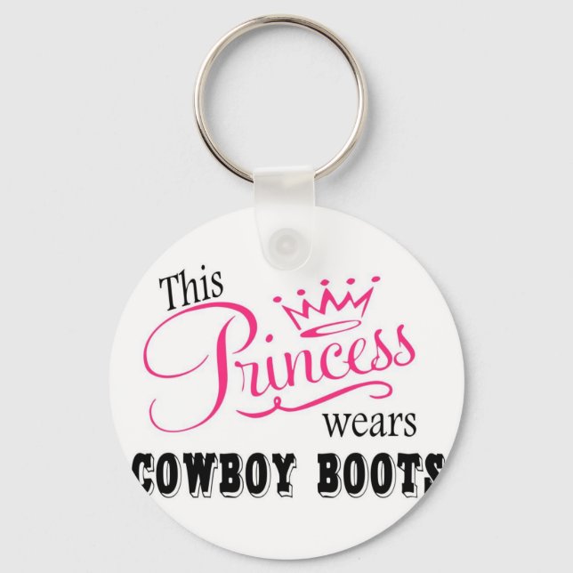 This Princess wears Cowboy Boots Key Ring (Front)