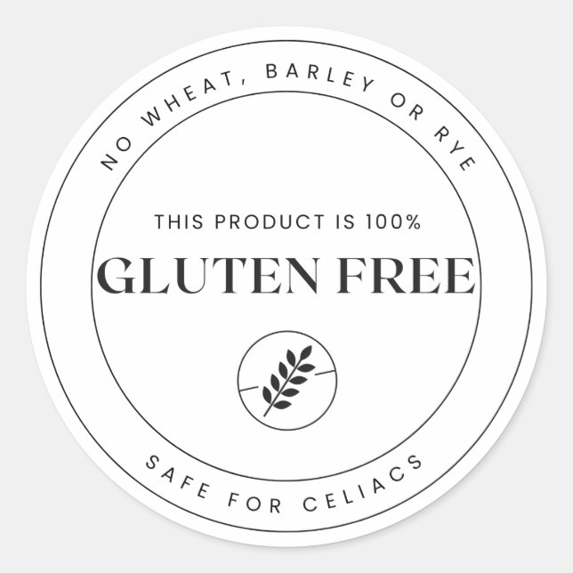 This Product is 100% Gluten Free - Celiac Disease  Classic Round Sticker (Front)
