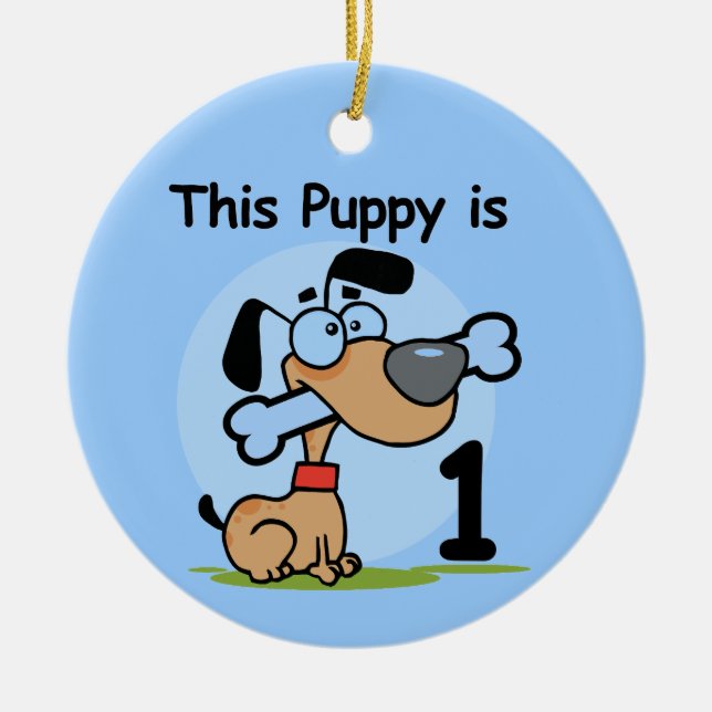 This Puppy 1st Birthday T shirts and Gifts Ceramic Tree Decoration (Front)