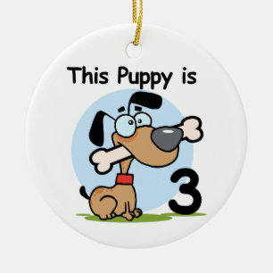 This Puppy 3rd Birthday T-shirts and Gifts Ceramic Tree Decoration