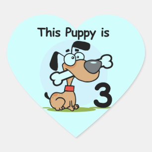 This Puppy 3rd Birthday T-shirts and Gifts Heart Sticker