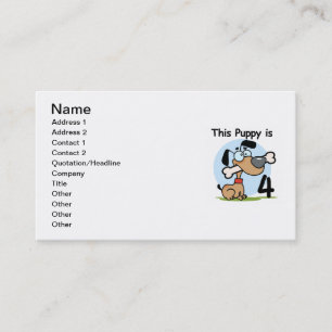 This Puppy 4th Birthday Tshirts and Gifts Business Card