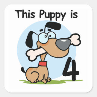 This Puppy 4th Birthday Tshirts and Gifts Square Sticker