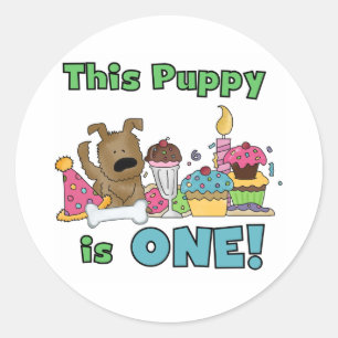 This Puppy is One Tshirts and Gifts Classic Round Sticker