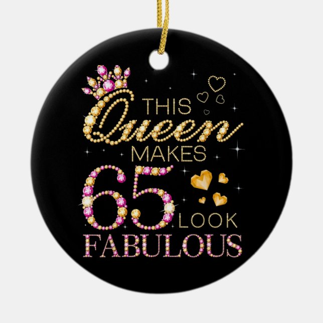 This Queen Makes 65 Look Fabulous Ceramic Tree Decoration (Front)
