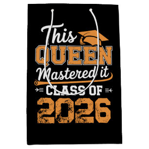 This Queen Mastered It Class Of 2026 Graduation Medium Gift Bag