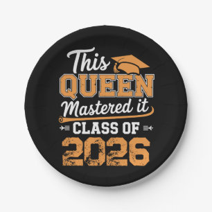 This Queen Mastered It Class Of 2026 Graduation Paper Plate
