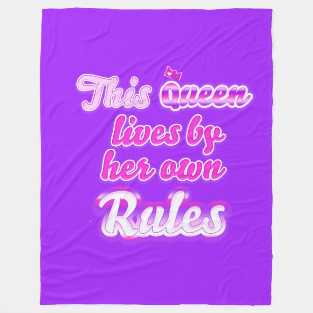 This queen never follow the rules purple fleece blanket (Front)
