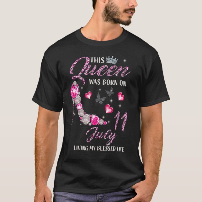 This Queen Was Born In July 11 Living My Blessed L T-Shirt (Front)