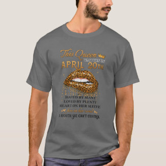 This Queen Was Born On April 20th Leopard Printed T-Shirt