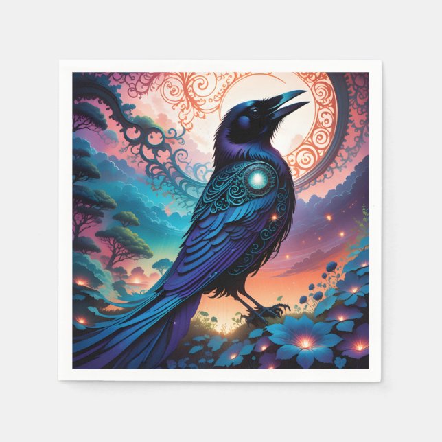 This raven silhouette illustration is simply gorge napkin (Front)